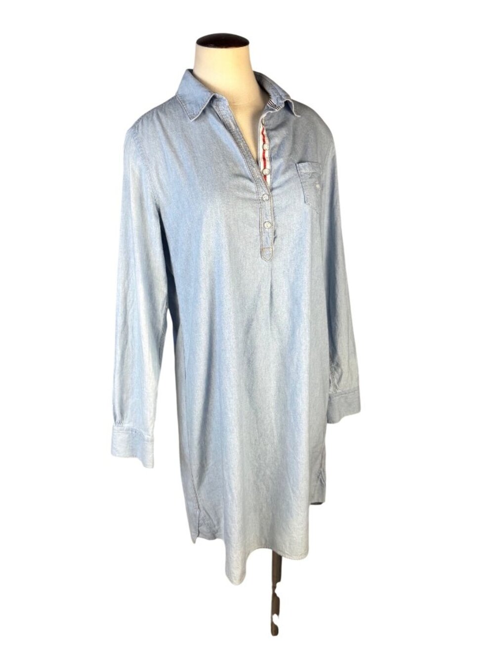 Brooks Brothers Red Fleece Womens Light Blue Chambray Tunic Shirt Dress Size 2